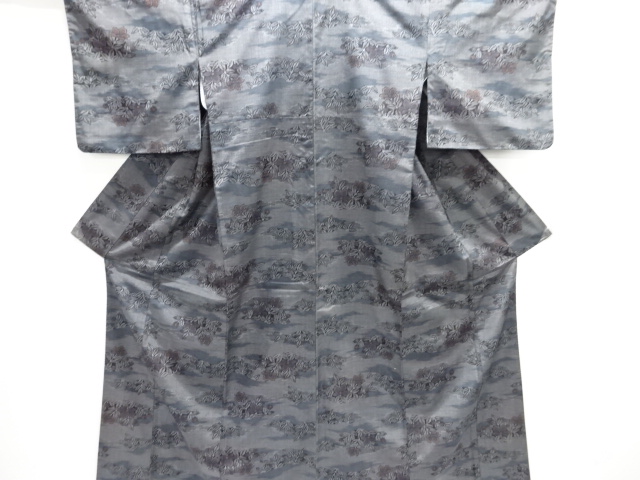 JAPANESE KIMONO / KIMONO ENSEMBLE / SILK / NISHIJIN / DENSHO TSUMUGI / WOVEN FLORAL PLANTS